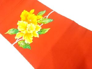 リサイクル　塩瀬枝花模様開き名古屋帯（額縁仕立て）